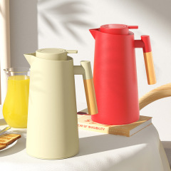 新型北欧家庭用保温ポット木ハンドルガラス内胆ポットコーヒーポット大容量ギフトカップ印字