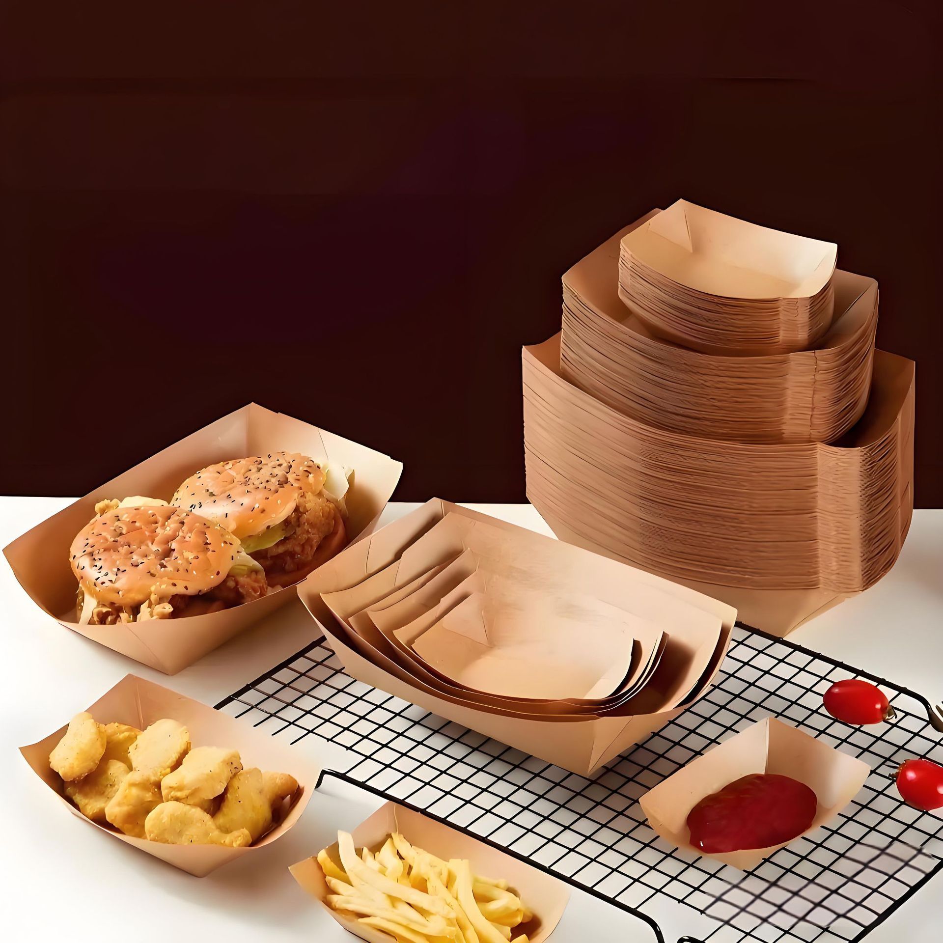 Коробка из крафт-бумаги одноразовая открытая картошка фри жареная курица закуски закуски куриная еда с куриным рисом на вынос