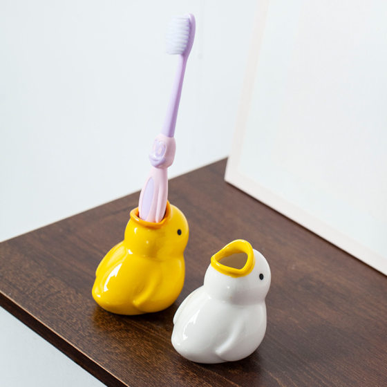 Ceramic Toothbrush Holder Home Creative Toothware Holder Cute Little Duck Ornaments Storage Crafts Foreign Trade Home Accessories
