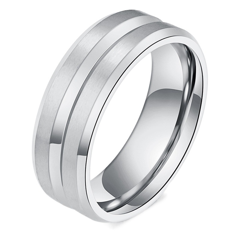 Comercio electrónico transfronterizo simple V-slot cepillado anillo de acero de titanio hombres y mujeres de estilo neutro moda pulsera Accesorios