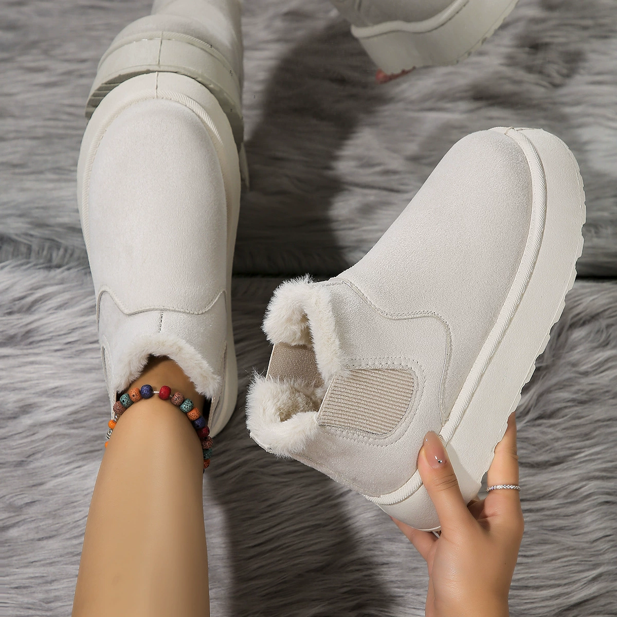 2024 Осень и зима новые внешнеторговые дамы толстые подошвы снежные сапоги хлопчатобумажные туфли