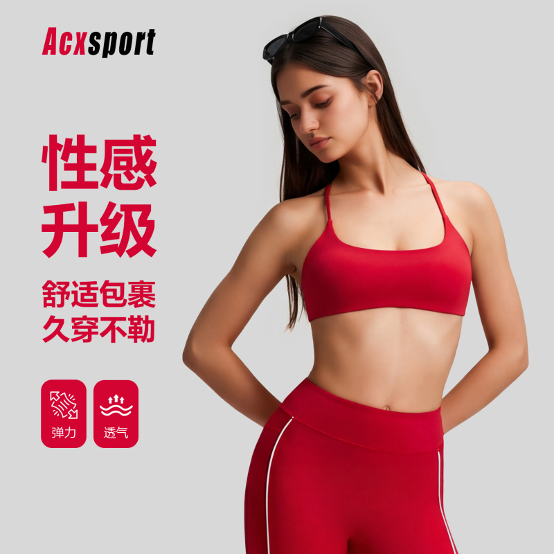 High-Intensity Shock-Proof Sports Bra for Women, Fitness Running Yoga Wear, Double Shoulder Straps, Can Be Worn Outside, Beautiful Back Design, Quick-Drying, Breathable