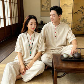 【香龄优品】复古国风新中式棉麻天丝家居服家庭禅修服男女通用