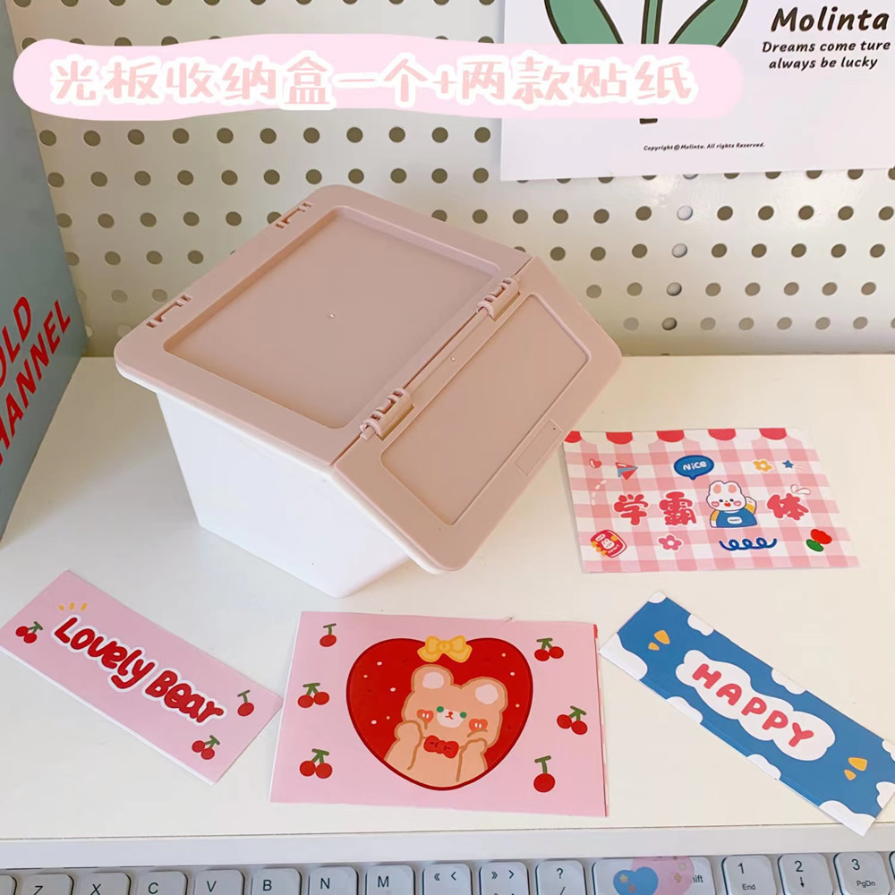 Cartoon Desktop Flip Cute Girl Heart Sundries Jewelry Storage Box display picture 5