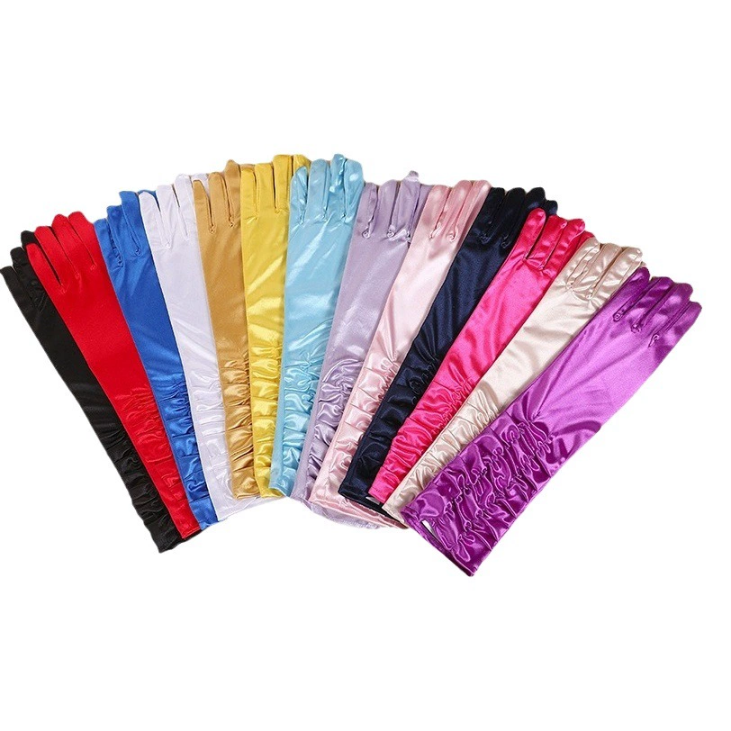 Летний солнцезащитный крем Длинные атласные складки свадебные перчатки цвета олицетворение перчатки свадебная сцена вечеринка мода