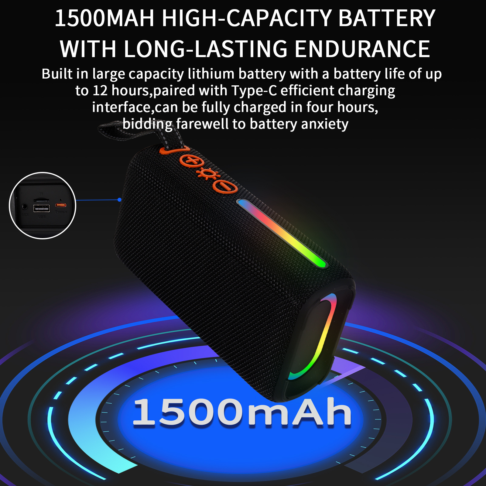 Draagbare bluetooth speaker met rgb verlichting en subwoofer_voghion.com