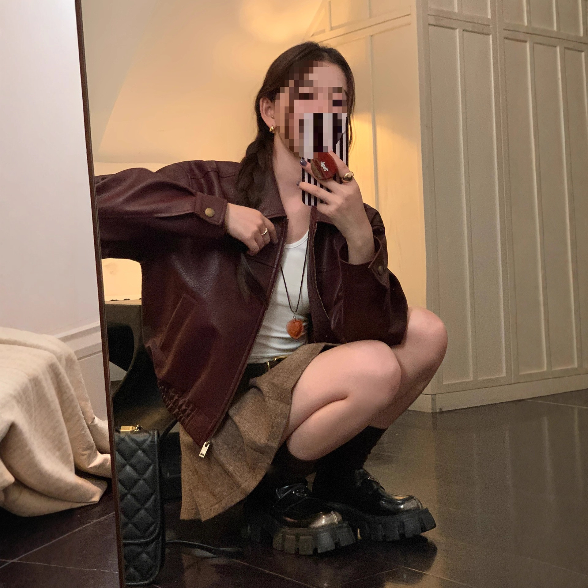 Pusumede Twilight Overture American Retro Pu Leather Jacket Women's High-End Loose Motorcycle Short Leather Jacket