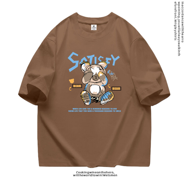 Couple style cartoon printed short sleeved men's T-shirt, summer new style, loose and trendy casual clothes for_voghion.com