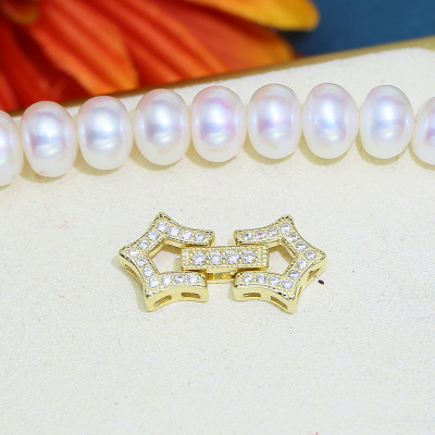 DIY parts S925 Sterling Silver Pearl Beeswax Necklace Connect Buckle Bracelet sweater chain Buckle Beaded silver buckle