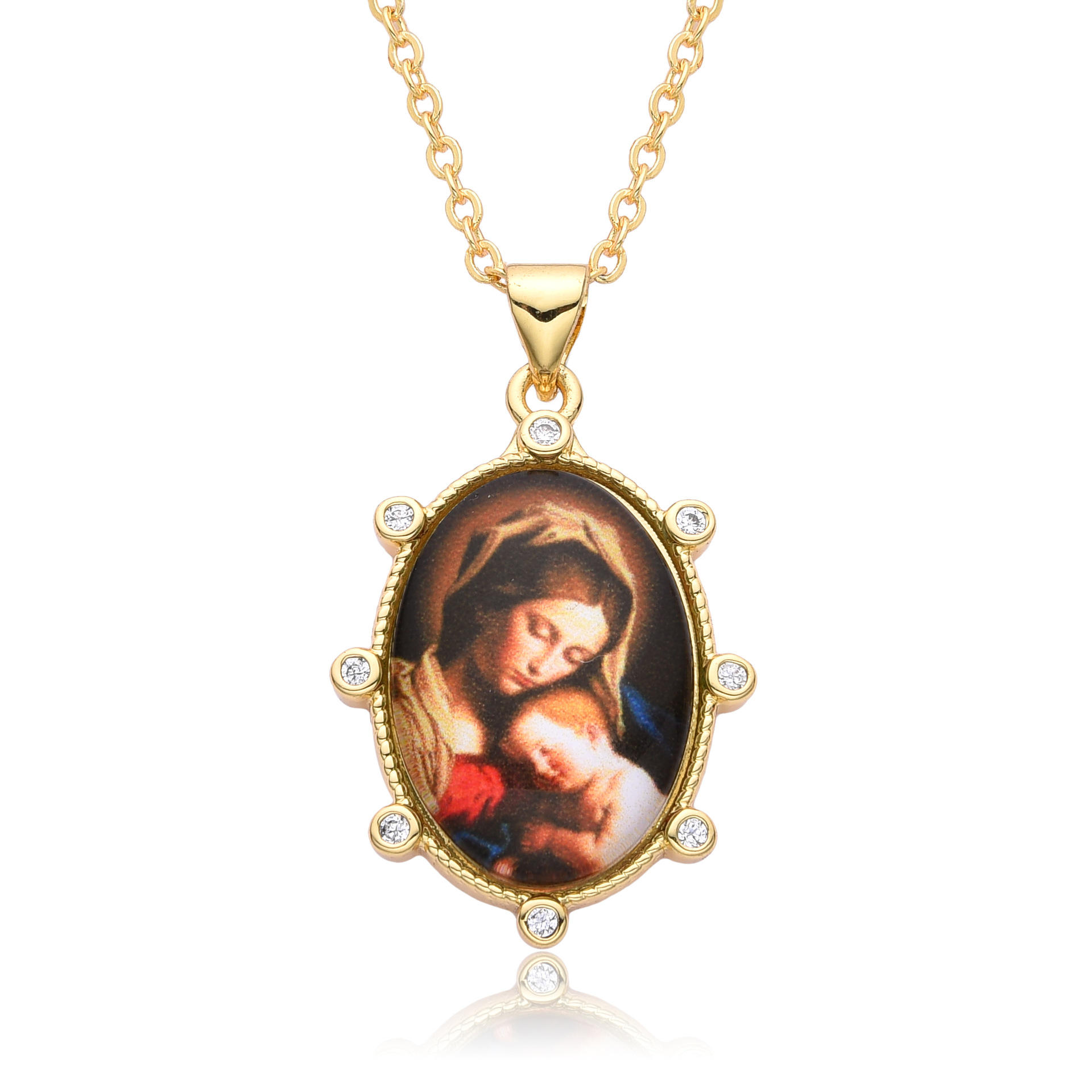 Copper Retro Portrait Plating Inlay Zircon Pendant Necklace display picture 8