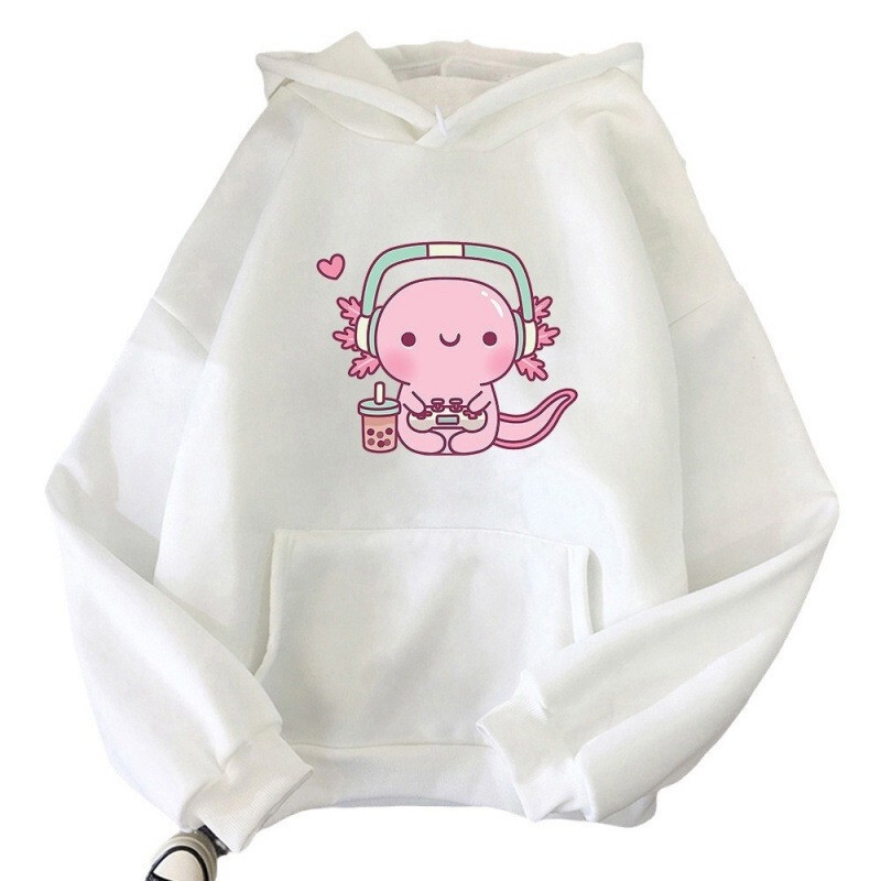 Amazon Aliexpress Cute Axolotl Playing Video Game Player Funny Hoodie Dropshipping