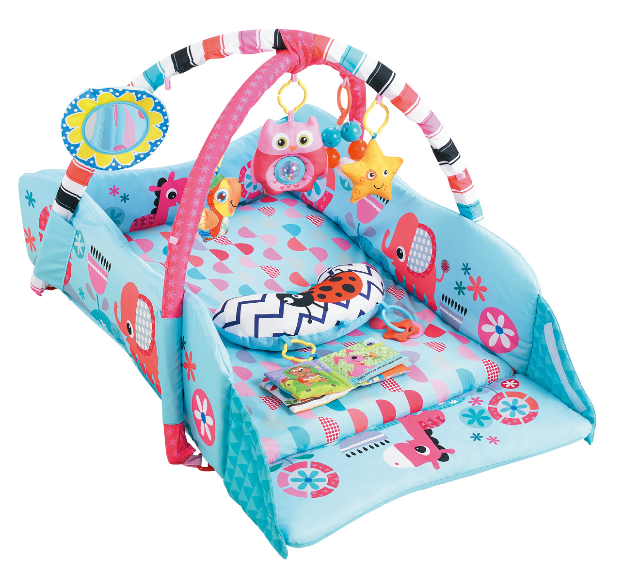 Gimnasio de Actividades y Tapete de Gateo de 0 a 3 Años, Plástico, Plegable, Lavable a Máquina, para Bebés