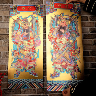 Golden Door Gods Door Stickers 2025 New Year Home Rural Courtyard Temple Single Door Door Decoration Aggressive New Year Pictures