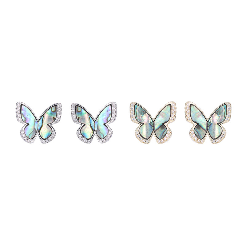 1 Pair Sweet Simple Style Butterfly Plating Inlay Copper Shell Ear Studs display picture 10