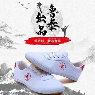 Lutai Taiji Shoes Men's and Women's White Shoes sneaker Canvas Kung Fu Shoes with Cow-tendon Soles for Students