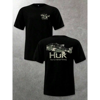 跨境欧码Men's Casual Crewneck HUK T - Shirt - Camo Bass Fish