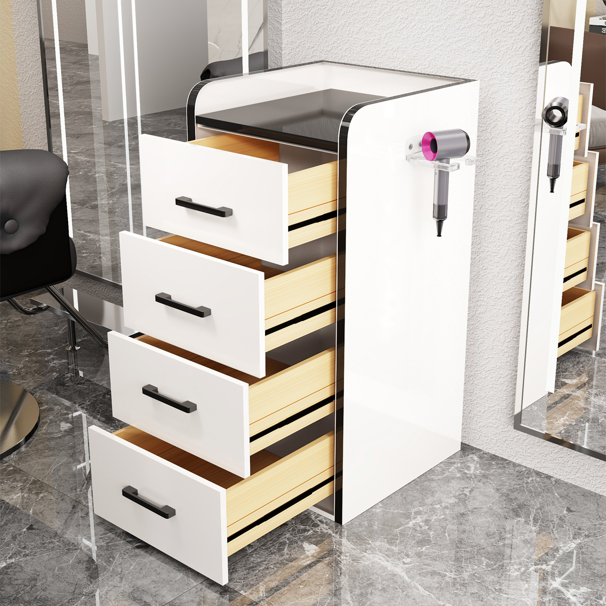 Nuevo gabinete de herramientas de peluquería de alta calidad gabinete de salón de peluquería carro móvil sin instalación móvil gabinete de herramientas de almacenamiento de madera sólida