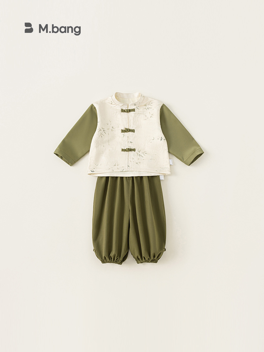 Yubao ropa infantil para niños set de otoño ropa de bebé nuevo estilo de ropa china nueva ropa Tang color conjunto de dos piezas image 3