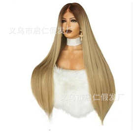2021亚马逊新品假发 欧美假发女中长大波浪化纤头套厂家现货