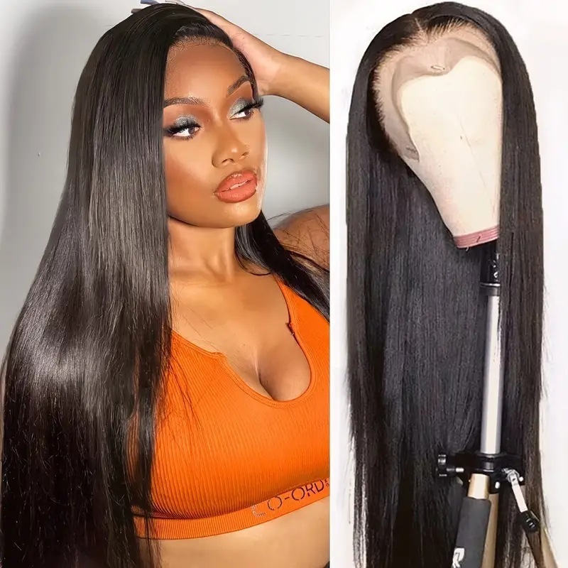 メーカー卸売クロスボーダーアフリカホットセールミドルロングストレートヘアレースウィッグ化学繊維フルヘッドギア|undefined