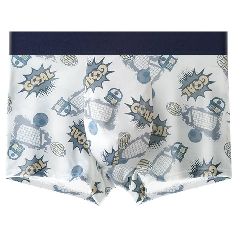 Ropa interior de hombre, seda de hielo, pantalones de cuatro esquinas con estampado antibacteriano, ropa interior de niño bóxer transpirable y sin costuras para adolescentes delgados de verano