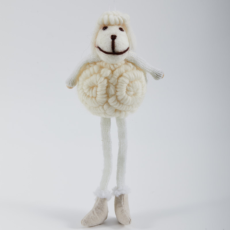 Madera de Navidad cabeza de ciervo guirnaldas accesorios de caña decoración hecha a mano fieltro de lana pequeños accesorios de decoración de ovejas joyas animales