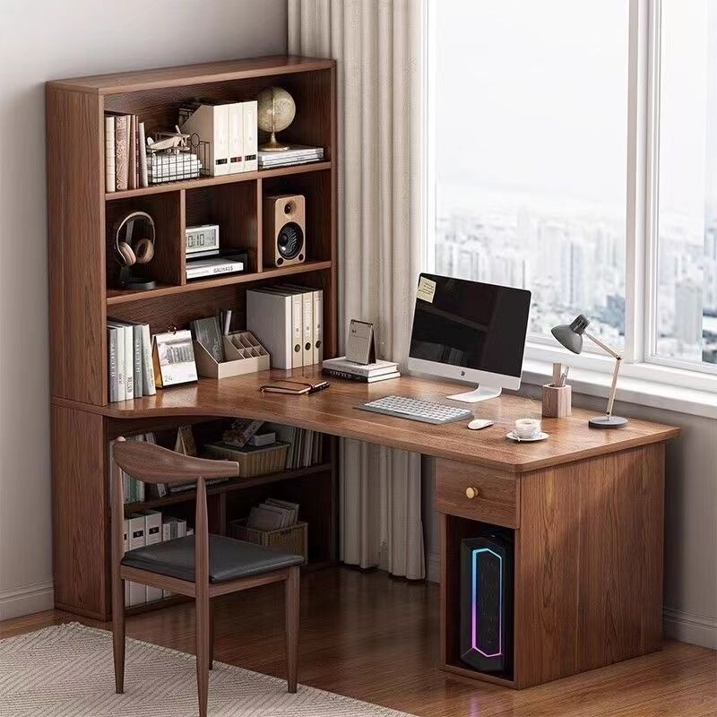 L-shaped office desk, home L-shaped desktop computer table, bedroom corner desk, student bookshelf and writing desk all in one