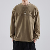 Мужской черный хлопковый демисезонный лонгслив, цветная приятная телу толстовка для отдыха, осенний, свободный крой