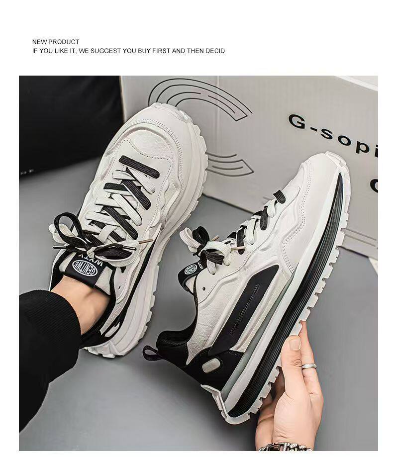 Giày thể thao nam đế dày tăng chiều cao, sneaker phối màu trơn, gót thấp 1–3 cm — C965 Kaki, C965 màu đen, C965 trắng chi tiết 10