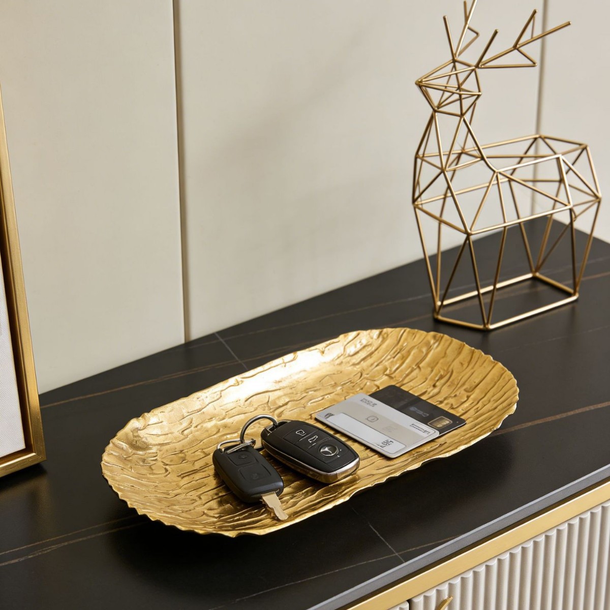 Bandeja Decorativa para Joyas e Incienso de Metal