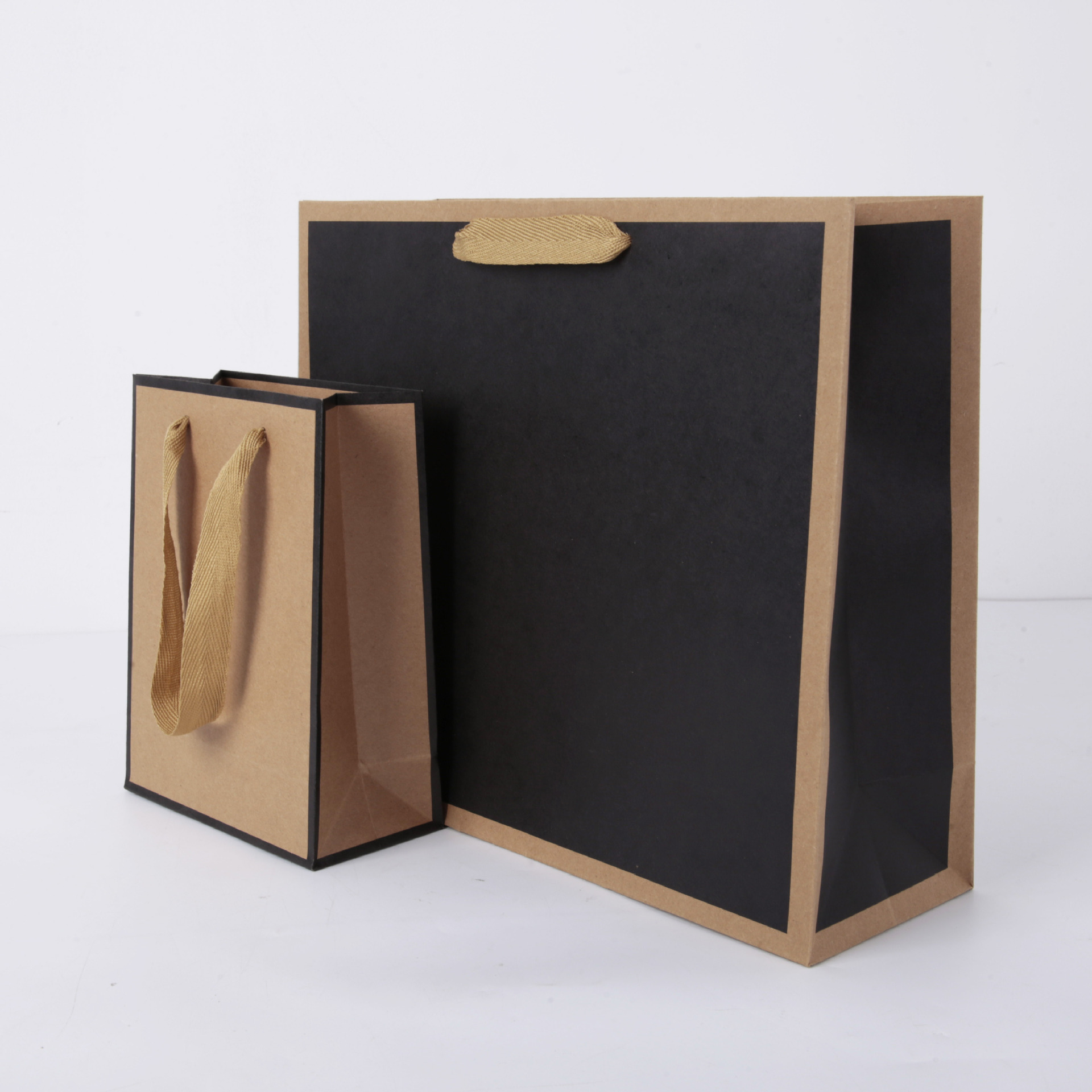 Spot border Kraft paper tote bag clothing shopping gift tote bag takeaway packaging storage black kraft bag