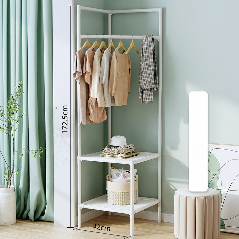 percha de ropa doméstica tipo piso percha de esquina percha de ropa multicapa para almacenar artículos en la cabecera de la cama para colgar ropa percha de zapatos integral