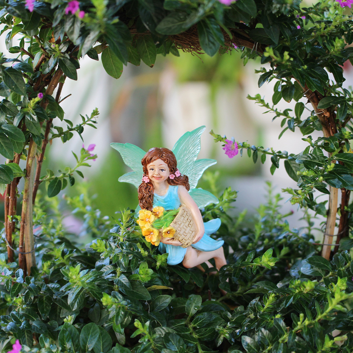  courtyard balcony gardening luminous luminous flower fairy animal set four decorative gifts home simulation resin insert