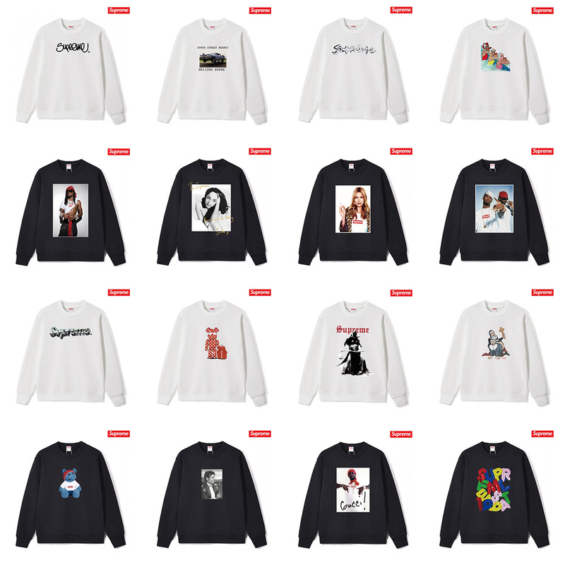 Supreme High-Quality American Fashion High Street Printed Box Loose Round Neck Pullover Terry Long-Sleeved Sweatshirt Jacket for Men and Women