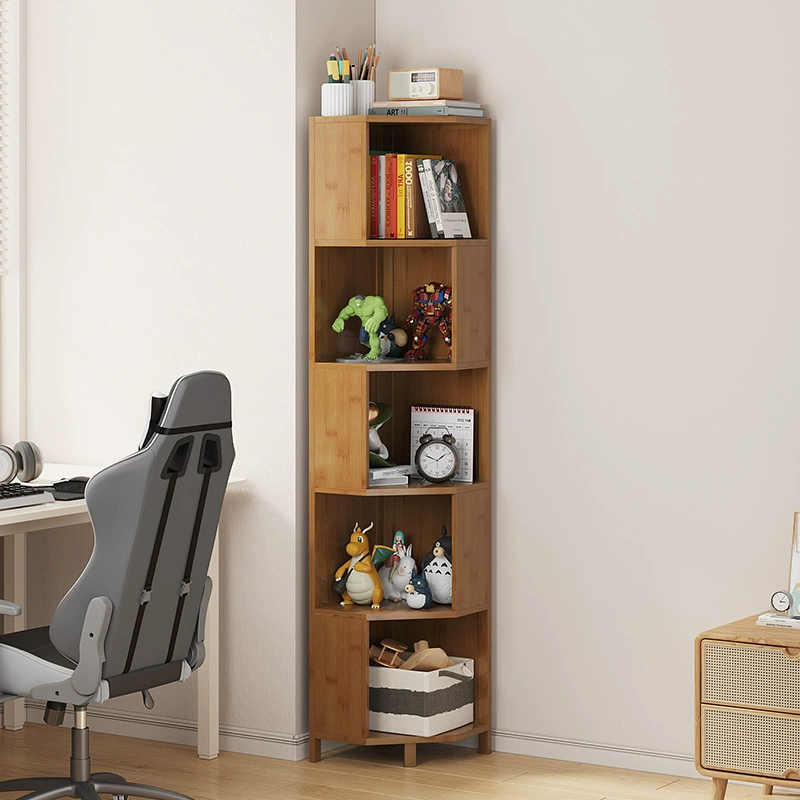 Небольшая книжная полка рядом с письменным столом напольная домашняя детская спальня гостиная простой книжный шкаф угол массива дерева
