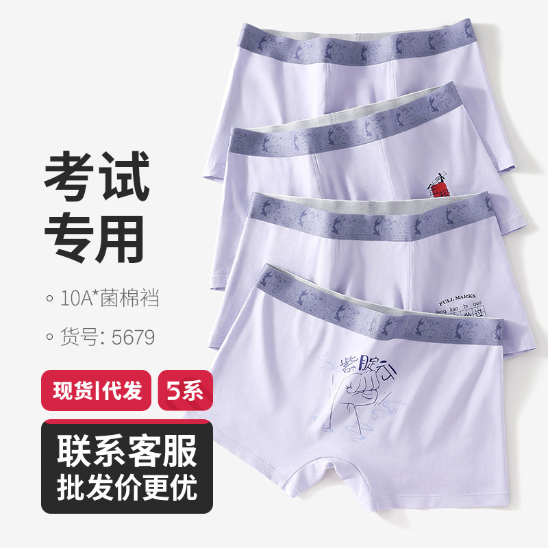 Exam-Specific Purple Men's Boxer Briefs for College Entrance Exams, Must-Have for Exams, Suitable for Students