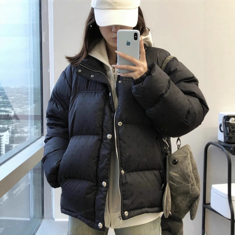 2025 Crow Dark Pattern Cross New Couple Style Thickened down Jacket Unisex Korean Style Loose Versatile Winter