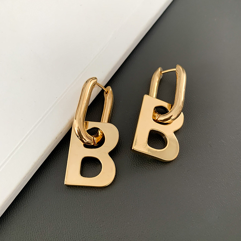 1 Pair Exaggerated Letter Titanium Steel Plating Drop Earrings display picture 2