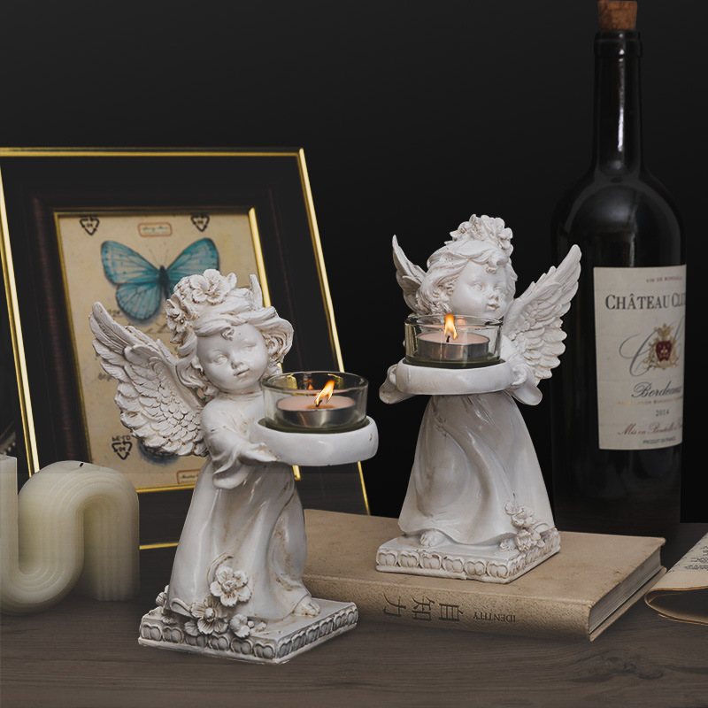European Standing Style Retro Old Wings Angel Candlestick Party Dining Room Living Room Romantic Atmosphere Decorative Ornaments