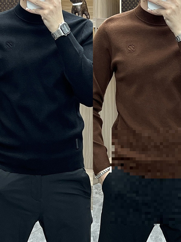 Men's Autumn/Winter Sweater Base Layer Top, High Neck Knit Sweater, Slim Fit, Trendy, Simple, Stylish Long-Sleeved Shirt