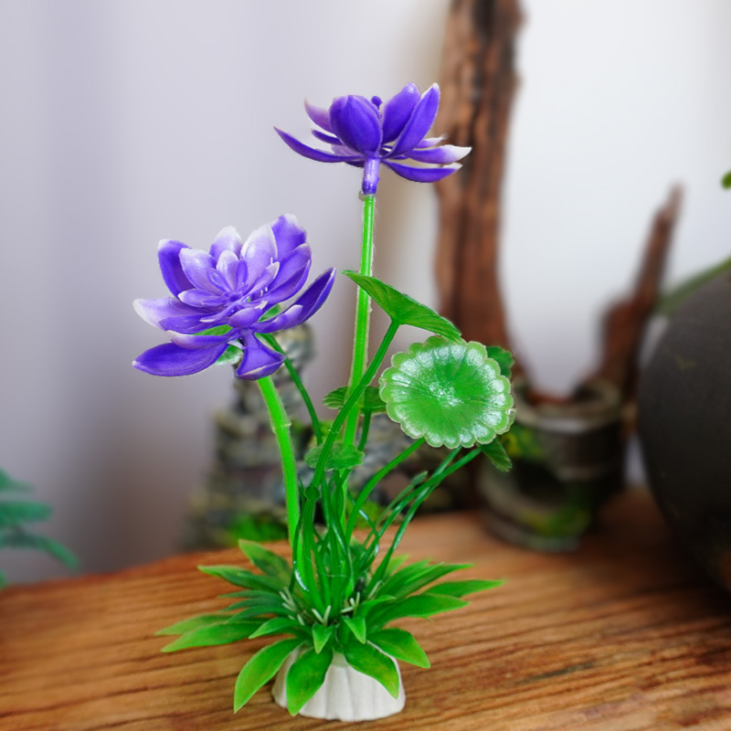 Paisaje de piscina de flores falsas, decoración de paisajismo de flores artificiales de loto, sensación de loto de pegamento, decoración de paisajismo de hojas de loto de loto