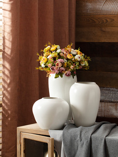 Jingdezhen White New Chinese Style Pottery Pot Modern Simple Home Decorations with Dried Flowers Ceramic Vase Living Room Ornaments