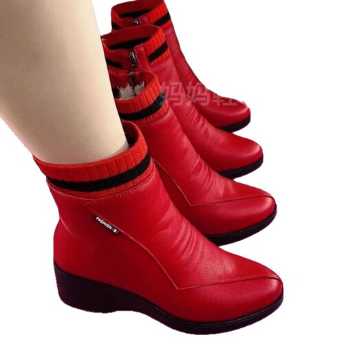 Winter Thickened Middle-Old Cotton Shoes Soft Sole Single Shoes Mother Shoes Wholesale into Soft Leather Women's Short Boots