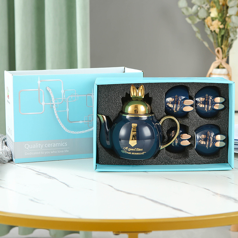 Juego de agua de cerámica de lujo ligero taza de agua doméstica hervidor de agua combinación resistente a altas temperaturas de gran capacidad Taza set FESTIVAL DE medio otoño traje de regalo