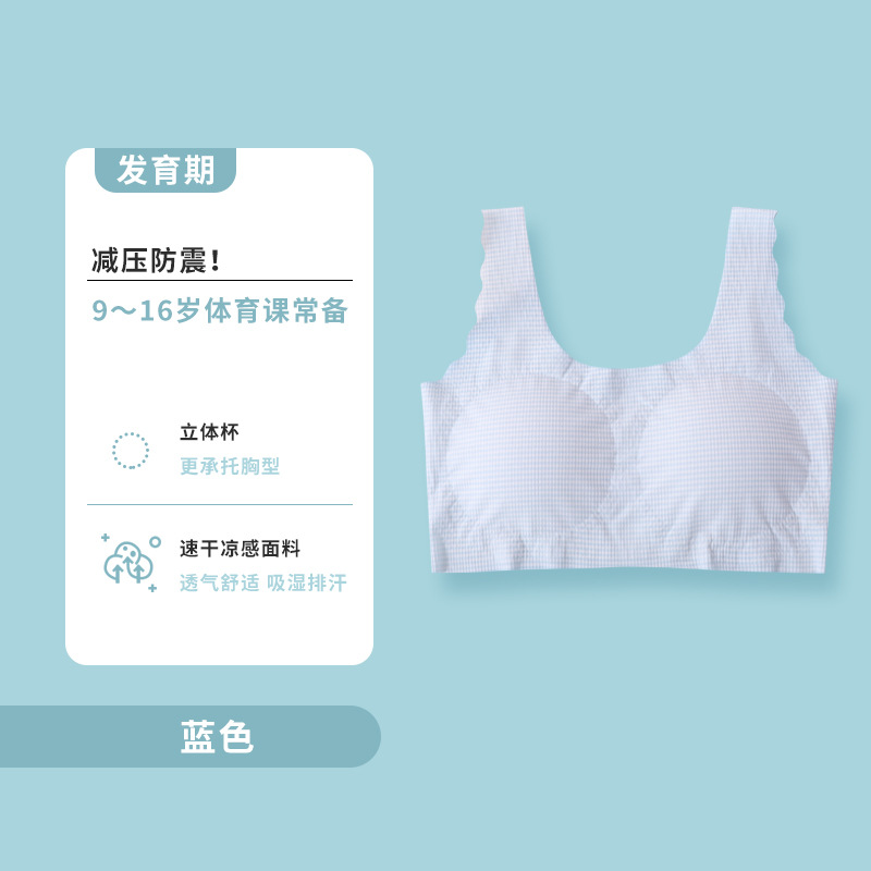Ropa interior para niñas durante el desarrollo Chaleco pequeño Sujetador para niñas Escuela secundaria secundaria sin costuras Deportes a prueba de golpes Adolescencia 14 años 15