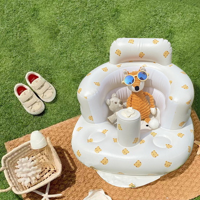 Inflatable sofa for babies to learn sitting, foldable small inflatable bench for babies to practice sitting, children's toy