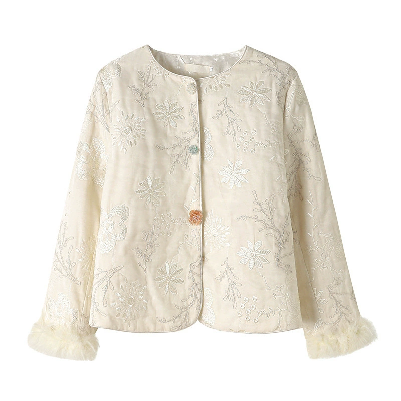 Winter quilted keep warm long-sleeve, jacket, Chinese style, round collar