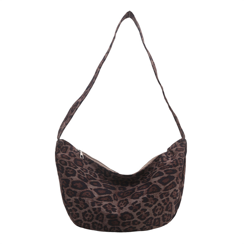 Bolsa de transporte de alta calidad 2024, invierno nuevo retro cuero suave leopardo bolsa casual versátil bolso de hombro inclinado