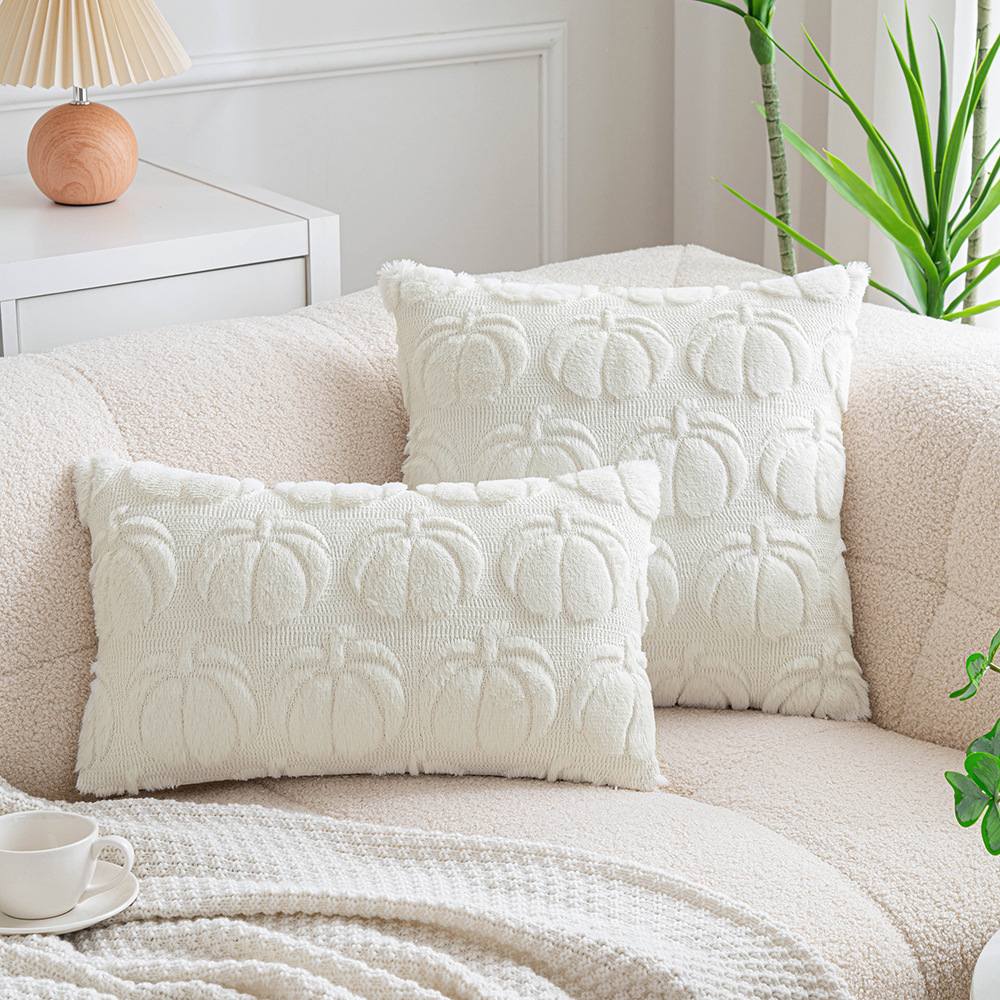 Halloween Pumpkin Embroidered Plush Pillow Case For Sofa Living Room_voghion.com