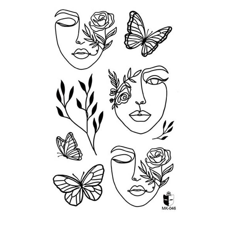 Animal blanco y negro desechable pegatinas de tatuaje belleza pegatinas de tatuaje moda estética patrón de personalidad dama pegatinas de tatuaje